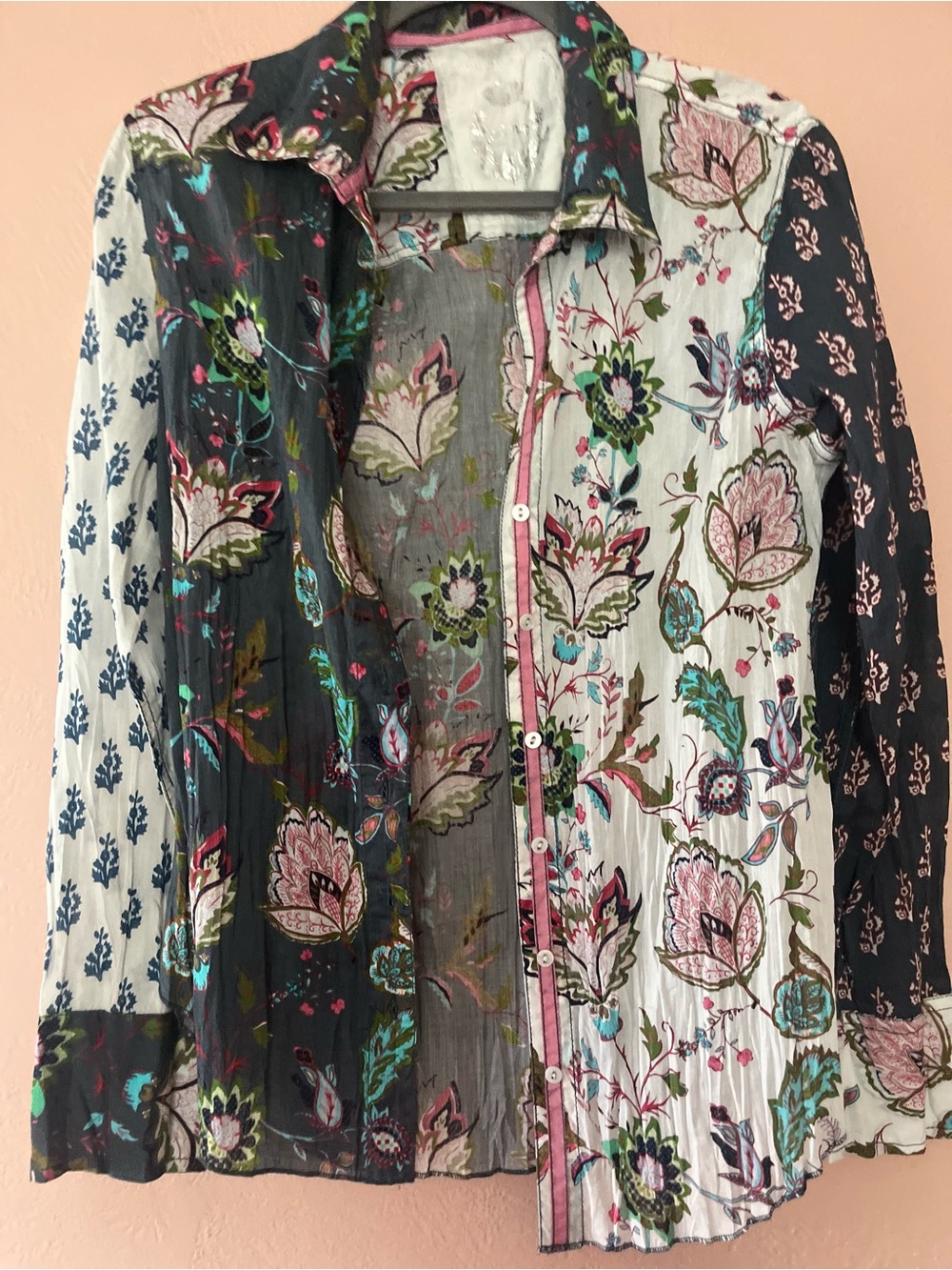 Cino Womens  Floral Cotton Button Down Shirt Long Sleeve Boho